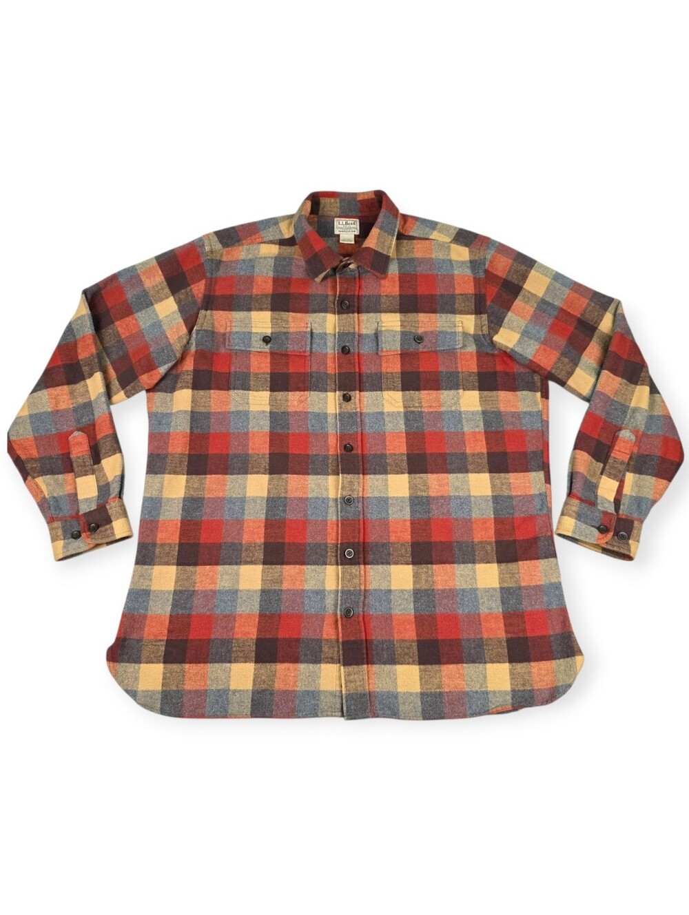 L.L.Bean Plaid Chamois Shirt Men's XL Tall Multicolor 100% Cotton EUC